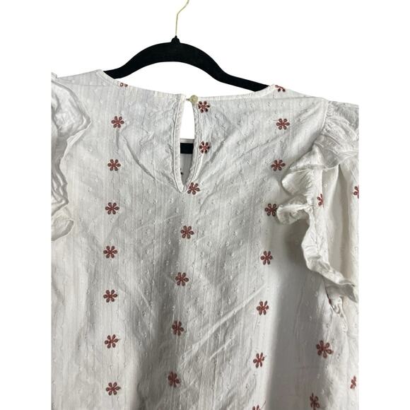 Universal Thread White Peasant Top Women Small Floral Peplum Ruffle Cotton Boho - Picture 10 of 10